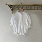 [66-90cm] ワッフル ロンパース