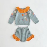 [66-100cm]フリル襟 刺繡 セットアップ - Image 2