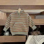 [66-100cm]フード付き ボーダーセーター - Image 4