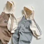 [66-90cm] 英字プリントフーディ オールインワン - Image 5