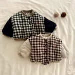 [73-120cm] 韓国風 チェック アウター - Image 2