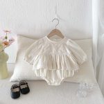 [66-90cm]レイヤード レース ロンパース - Image 2