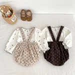 [66-100cm] ドット サロペット ロンパース or 花柄インナー シャツ - Image 16