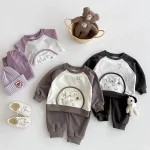 [73-110cm] ポケット付き 英字&熊柄 セットアップ - Image 5