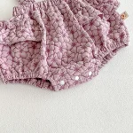 [73-100cm] 花柄 サロペット & トップス 2点セット - Image 3