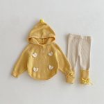 [73-110cm]セットアップ ハート付き キイロ フード付き 可愛い - Image 15