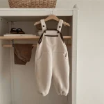 [73-100cm] 韓国風 フリース サロペット - Image 6