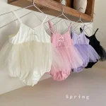 [73-90cm]ロンパース おしゃれ カラフルリボンワンピース - Image 9