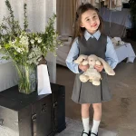 [90-160cm] フォーマル シンプル シャツ or太プリーツジャンパー スカート - Image 9