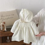 [66-110cm] ドットボンネット付き ロンパースor ワンピース - Image 11