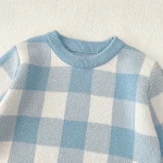 [66-90cm]ロンパース チェック柄 ニット 可愛い ベビー服 - Image 9