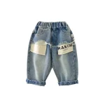 [73-110cm]デニム パンツ 英字柄 カジュアル 履きやすい ボトムス - Image 5