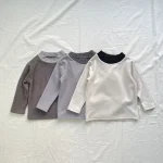 [73-120cm]カラー切替え クールネック トップス - Image 4