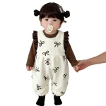 [73-100cm] リボン柄 ボア オールインワン & インナー - Image 4