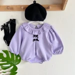 [66-90cm] リボン フリル襟 ロンパース - Image 6
