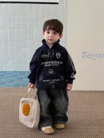 [90-140cm]クール 裏起毛 スタンドネック トレーナー/デニムパンツ - Image 4