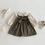 [80-130]サロペットワンピースorブラウス リボン付き シンプル