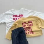 [80-130cm]Tシャツ 韓国風 英字 プリント ルーズ トップス