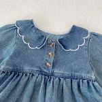 [66-90cm] フリルデニム ロンパース - Image 13