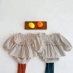 [66-100cm]セットアップ ストライプ柄 フリル襟 おしゃれ ベビー - Image 10