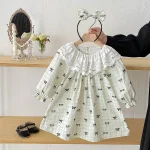 [66-140cm]ワンピース OR ロンパースレース襟リボン柄 可愛い - Image 8