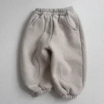 [73-100cm] 韓国風 ポケット付き ボア付き カジュアル パンツ