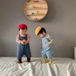 [66-100cm]ボーダー シャツ orデニム サロペット - Image 2