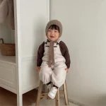 [73-100cm] 韓国風 フリース サロペット - Image 5