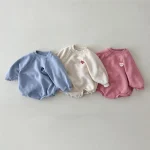 [66-90cm] ハート刺しゅう ロンパース - Image 12