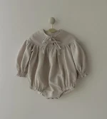 [66-90cm] リボン パフスリーブ ロンパース - Image 2