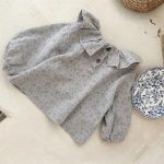 [73-100cm]トップス 花柄 フリル襟 おしゃれ トップス - Image 3