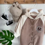 [66-90cm] 英字プリントフーディ オールインワン - Image 7