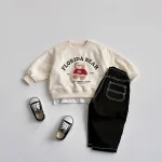 [80-130cm] クマ 英字 プルオーバー トレーナー