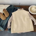 [80-150cm]シンプル ナチュラル ニット ベスト - Image 3