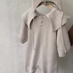 [66-90cm] 韓国風 ノーカラー ロンパース - Image 3