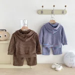 [80-130cm]セットアップ ボーダー フード付き カジュアル 子供服 - Image 16