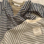 [66-90cm] 韓国風 ボーダー ロンパース - Image 5