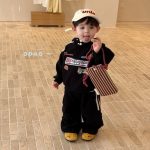 [90-140cm]プリント 裏起毛 フード付き パーカー+パンツ セットアップ - Image 5