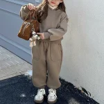 [80-140cm]英字 トップス フート付き カジュアル セットアップ - Image 3