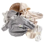 [66-90cm] リボン ハート柄 ロンパース - Image 6