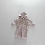 [73-120cm] フード付き カジュアル ボア セットアップ