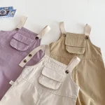 [73-120cm] ポケット付き シンプル サロペット