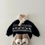 [80-130cm] 鹿柄 ボア付き トップス - Image 7