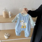 [66-100cm] カモデザイン サロペット & ボーダー シャツ 2点セット - Image 15