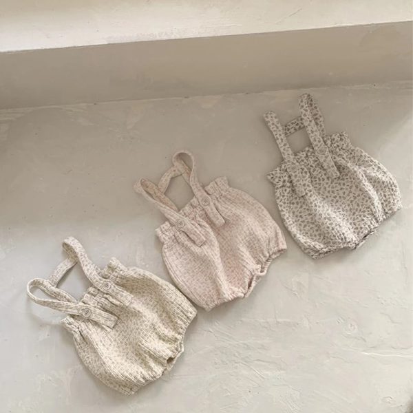 [66-90cm]サロペット フラワー柄 ロンパース 可愛い ディリー