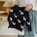 [90-140cm] 犬柄 快適 ニット セーター - Image 3