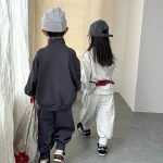 [80-130cm] 英字 ハーフジッパー セットアップ - Image 3