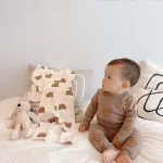 [73-110cm]ルームウェア 韓国風 熊柄 肌に優しい ベビー服 - Image 4