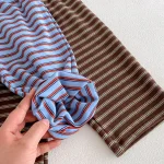 [80-130cm]セットアップ ボーダー フード付き カジュアル 子供服 - Image 5