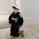 [90-140cm]プリント 裏起毛 フード付き パーカー+パンツ セットアップ - Image 6